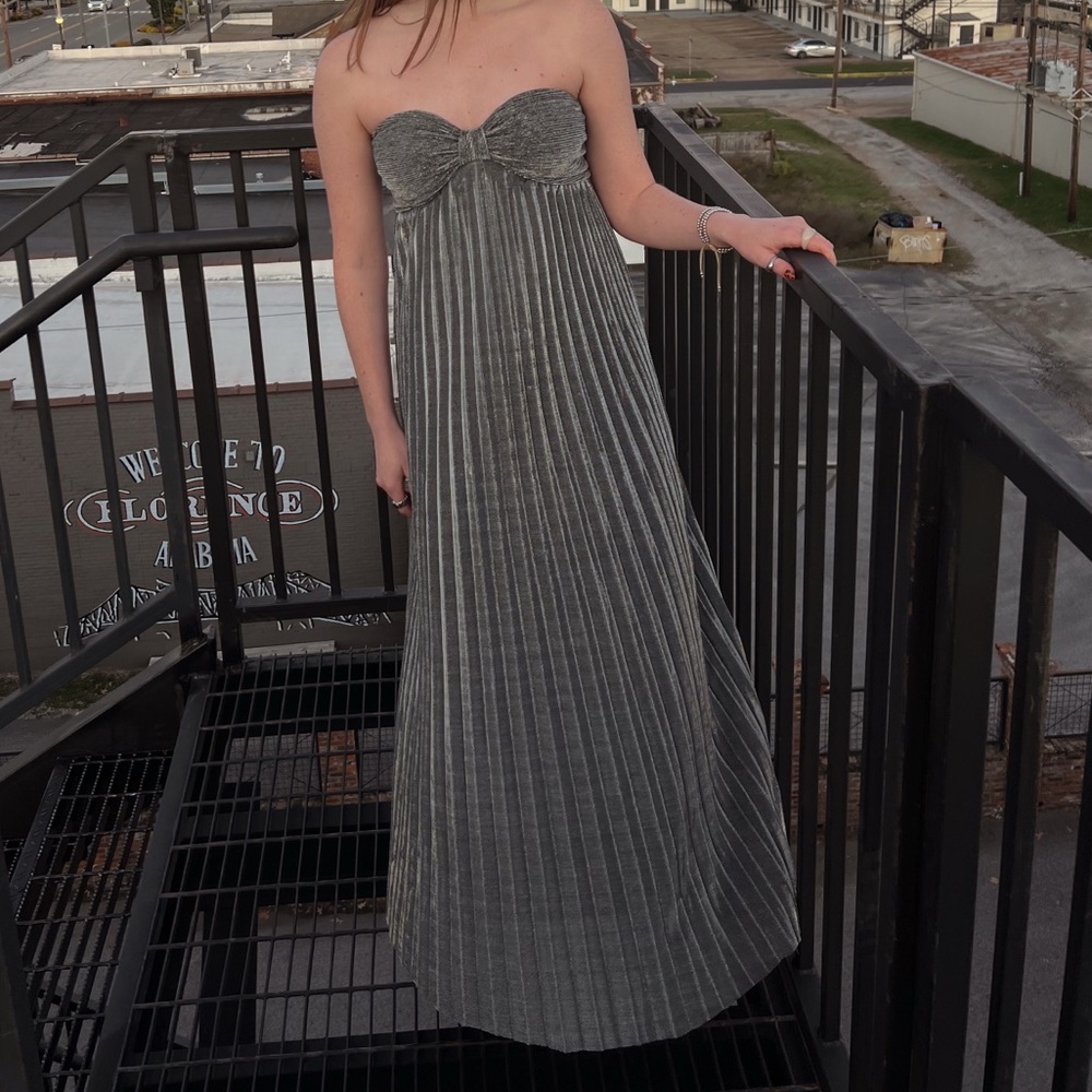 lulus silver strapless formal dress